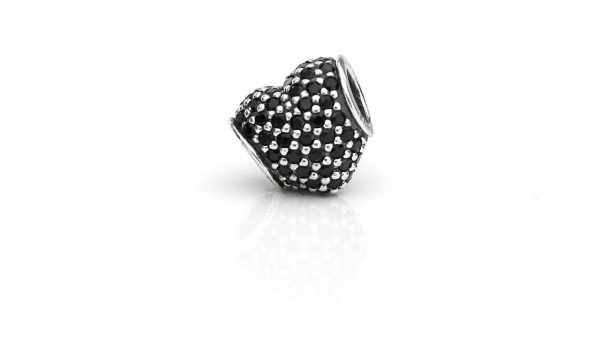 Pandora Silver S925 ALE Unique Charm - BLACK PAVÉ HEART CHARM - 791052NCK RRP£55!!!