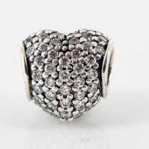 Pandora Genuine S925 ALE Silver Charm - PAVÉ HEART CHARM- 791052CZ RRP£55!!!