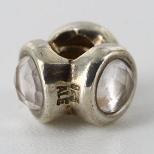 Pandora 925 ALE SILVER AND ROSE QUARTZ NATURAL LIGHT CHARM - 790351RQ RRP£65!!!
