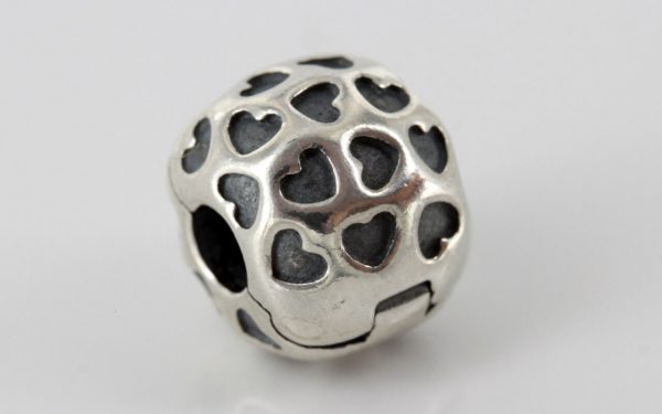 PANDORA Genuine S925 ALE Silver Unique Love Heart Clip Charm 791037 RRP£55!!!