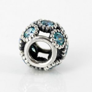 PANDORA Genuine 925 ALE Teal Openwork Sparkling Circles Charm 791296MCZ RRP£55!!!