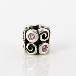 Pandora Genuine Unique Silver Charm - Pink Zirconia Swirl - 790263PCZ RRP£55!!!