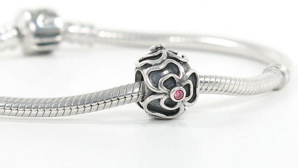 PANDORA Genuine Silver and Pink Zirconia Floral Lattice Charm 790413CZS RRP£60!!!