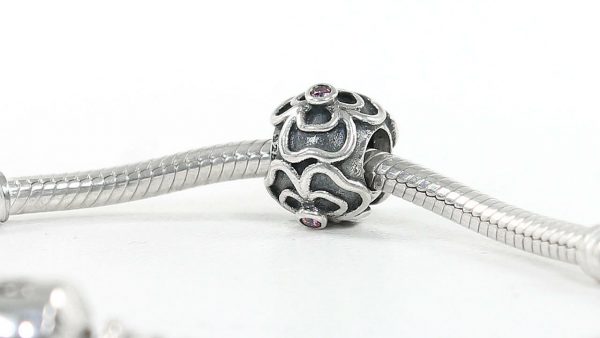 PANDORA Genuine Silver and Pink Zirconia Floral Lattice Charm 790413CZS RRP£60!!!