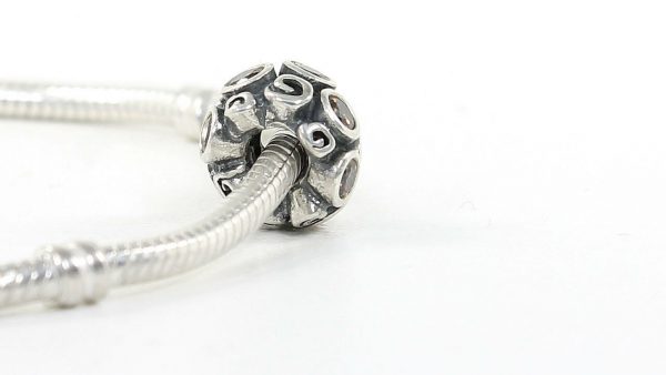 Pandora Genuine 925 ALE Silver & BROWN SPOT AND SWIRL Charm - 790330BCZ RRP£65!!!