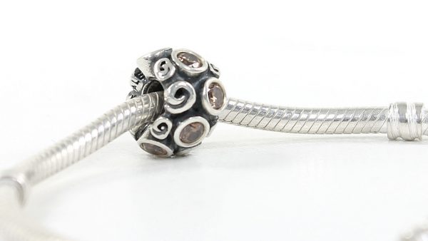 Pandora Genuine 925 ALE Silver & BROWN SPOT AND SWIRL Charm - 790330BCZ RRP£65!!!