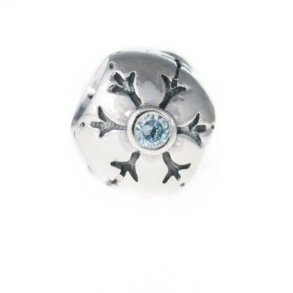 Pandora Genuine 925 ALE AQUA ZIRCONIA SNOWFLAKE Charm - 790367CZA RRP£65!!!