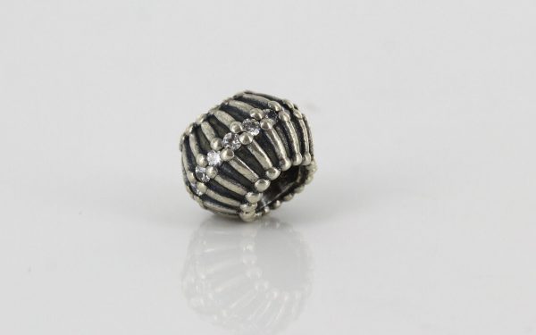 Genuine PANDORA 925 ALE Silver Ribbon Charm Clear Zirconia 790545CZ RRP£125!!!