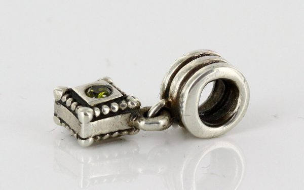 Genuine PANDORA Silver and Green Zirconia Square Dangle Charm 790254GCZ RRP£50!!