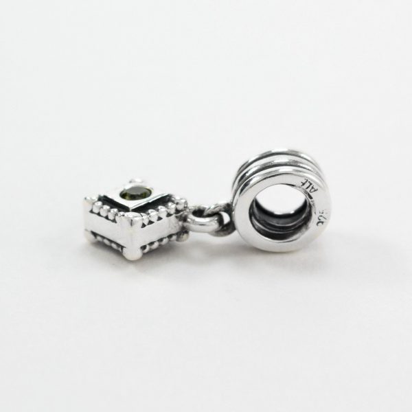 Genuine PANDORA Silver and Green Zirconia Square Dangle Charm 790254GCZ RRP£50!!