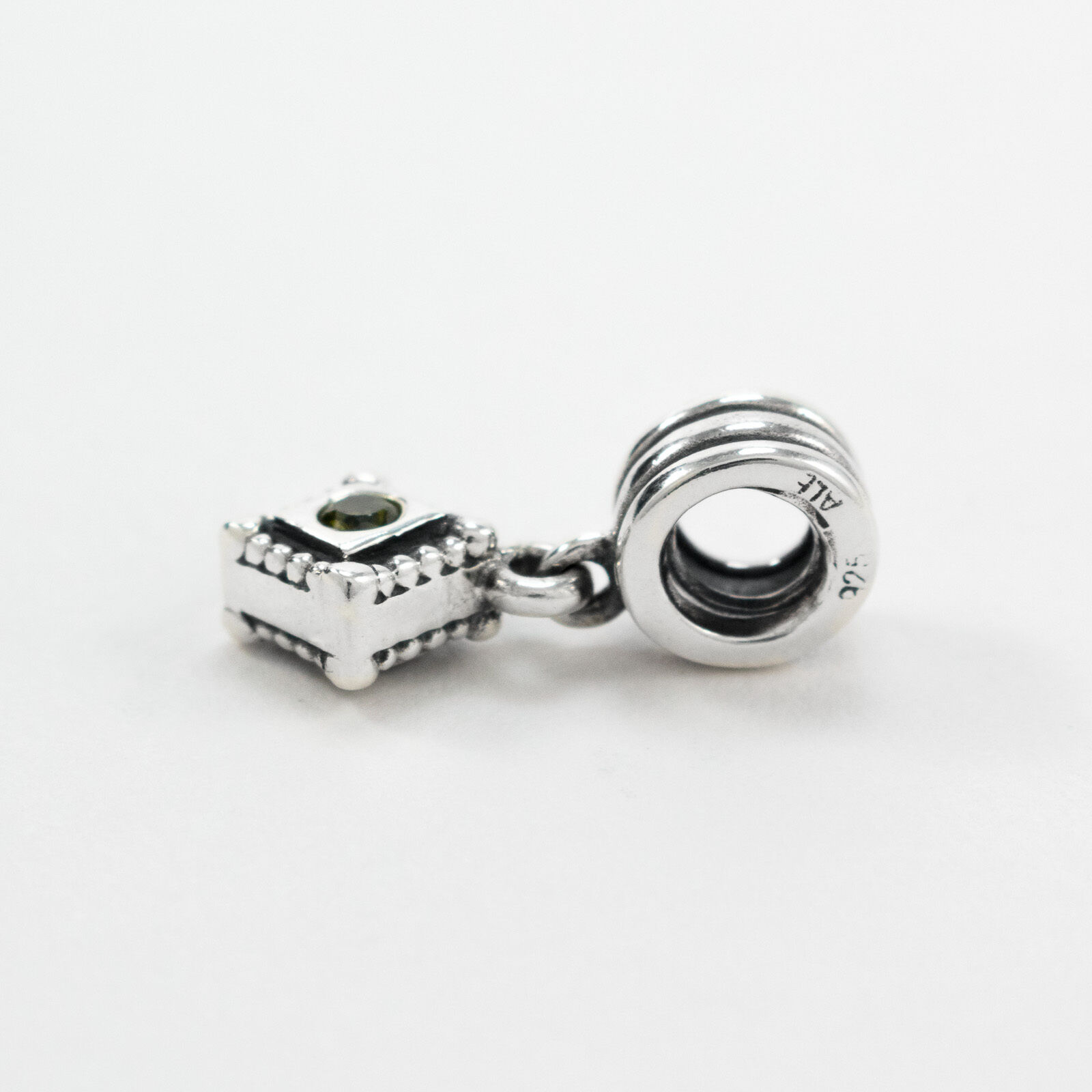 Genuine PANDORA Silver and Green Zirconia Square Dangle Charm 790254GCZ RRP£50!!