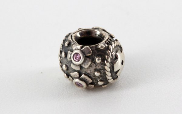 PANDORA Genuine 925 ALE Silver Pink Zirconia Decorative Charm 790390PCZ RRP£65!!