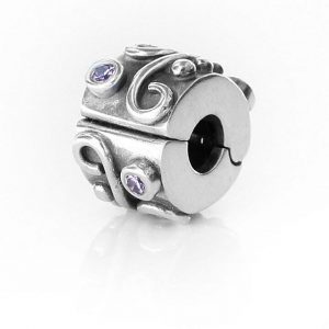 Pandora Genuine Charm 925 ALE Silver PINK ZIRCONIA SWIRL Clip-790380PCZ RRP£65!!!