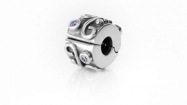 Pandora Genuine Charm 925 ALE Silver PINK ZIRCONIA SWIRL Clip-790380PCZ RRP£65!!!