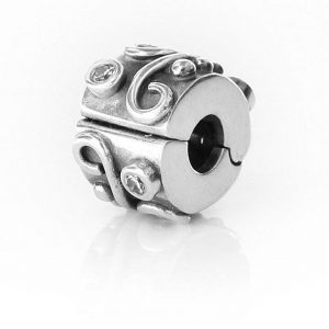 RARE!! Genuine Pandora Charm -Silver and Zirconia Swirl Clip - 790380CCZ RRP£65!!!