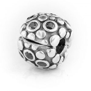 Pandora Genuine Charm -Oxidised Silver Black Zirconia Clip -790593CZK RRP£75!!!