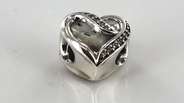 PANDORA Genuine Unique S925 ALE-RIBBON OF LOVE SILVER CHARM-791816CZ RRP£50!!!