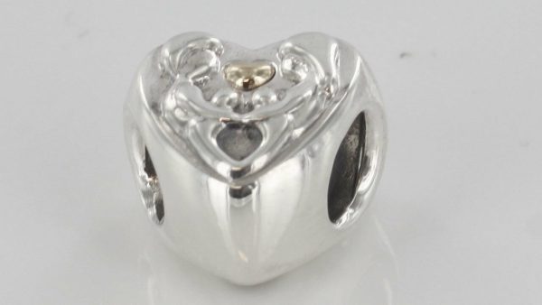 PANDORA Genuine -HEART OF THE FAMILY SILVER & GOLD CHARM -791771 RRP£75!!!