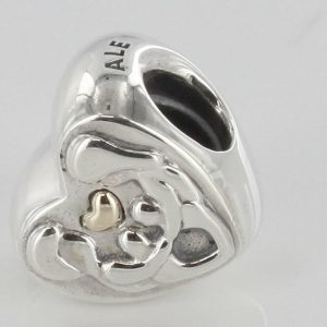 PANDORA Genuine -HEART OF THE FAMILY SILVER & GOLD CHARM -791771 RRP£75!!!