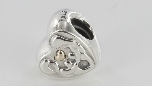 PANDORA Genuine -HEART OF THE FAMILY SILVER & GOLD CHARM -791771 RRP£75!!!