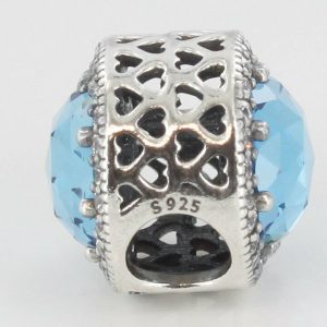 PANDORA Genuine S925 ALE- SKY BLUE RADIANT HEARTS CHARM -791725NBS RRP£90!!!