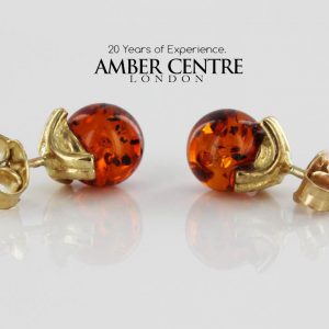 Italian Made Unique German Baltic Amber Studs In 9ct Solid Gold GS0120 RRP£125!!!