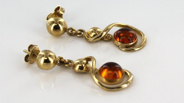 Italian Made Unique German Baltic Amber 9ct Gold Drop Earrings GE0255 RRP£375!!!