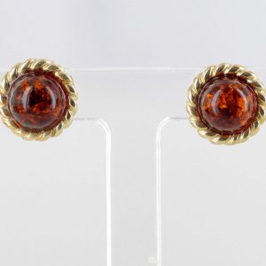 Italian Made Unique German Baltic Amber Studs In 9ct Solid Gold GS0042 RRP£125!!!