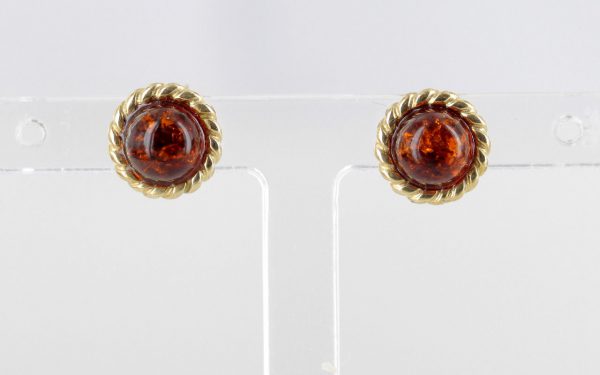 Italian Made Unique German Baltic Amber Studs In 9ct Solid Gold GS0042 RRP£125!!!