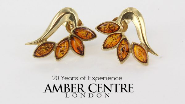 Italian Made Unique German Baltic Amber Studs In 9ct Gold GS0106 RRP£245!!!