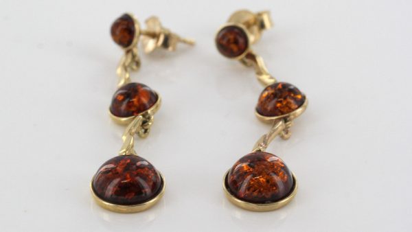 Italian Made German Baltic Amber in 9ct Gold Drop Earrings GE0104 RRP£275!!!