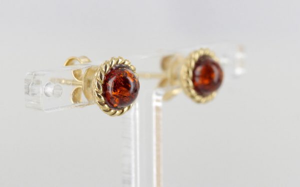 Italian Made Unique German Baltic Amber Studs In 9ct Solid Gold GS0042 RRP£125!!!