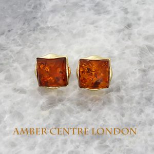 Italian Unique Handmade 9ct Solid Gold German Baltic Amber Studs GS0086 RRP£225!!!