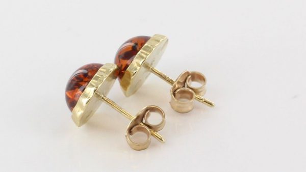 Italian Made German Elegant Baltic Amber Studs In 9ct Gold GS0038 RRP£195!!!