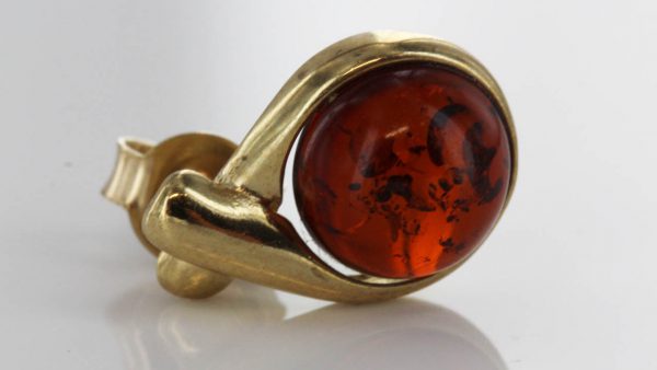 Italian Made "Kiss" German Baltic Amber Stud In 9ct Solid Gold GS0088 RRP£195!!!