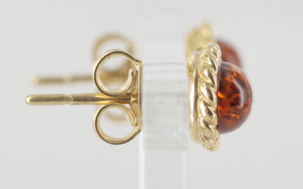 Italian Made Unique German Baltic Amber Studs In 9ct Solid Gold GS0042 RRP£125!!!