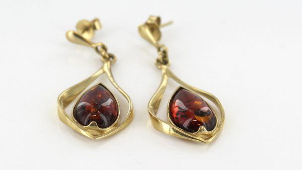 Italian Made Unique German Baltic Amber 9ct Gold Drop Earrings GE0252 RRP£425!!!