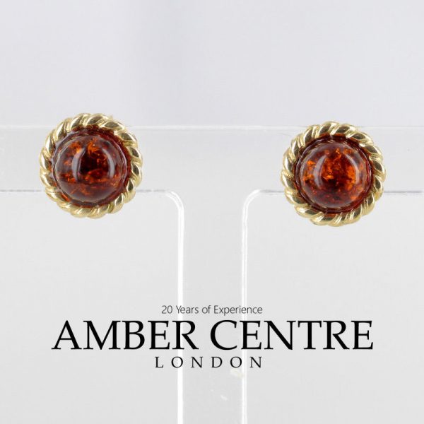 Italian Made Unique German Baltic Amber Studs In 9ct Solid Gold GS0042 RRP£125!!!