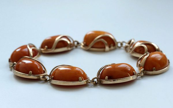German Antique Handmade Butterscotch Baltic Amber In 9ct solid Gold Bracelet GBR089 RRP£2500!!!