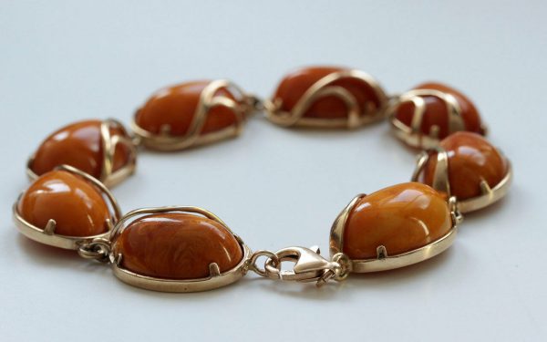 German Antique Handmade Butterscotch Baltic Amber In 9ct solid Gold Bracelet GBR089 RRP£2500!!!