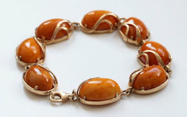 German Antique Handmade Butterscotch Baltic Amber In 9ct solid Gold Bracelet GBR089 RRP£2500!!!