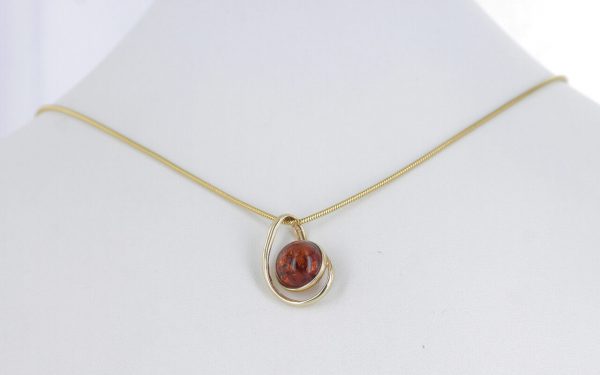 Italian Made Elegant Modern German Baltic Amber Pendant in 9ct Gold- GP0019 RRP£175!!!