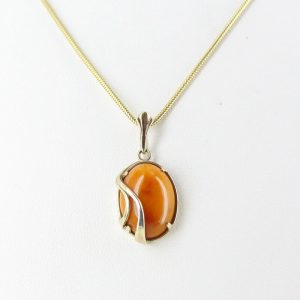 Antique Butterscotch Classic Elegant German Baltic Amber Pendant In 9ct Italian solid Gold GP0024Y RRP£295!!!