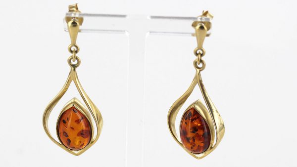 Italian Made Unique German Baltic Amber 9ct Gold Drop Earrings GE0252 RRP£425!!!