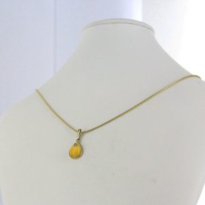 Milky Butterscotch Natural German Baltic Amber Pendant In 9ct solid Italian Gold GP0037Y RRP£125!!!