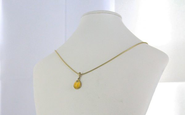 Milky Butterscotch Natural German Baltic Amber Pendant In 9ct solid Italian Gold GP0037Y RRP£125!!!