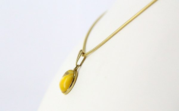 Milky Butterscotch Natural German Baltic Amber Pendant In 9ct solid Italian Gold GP0037Y RRP£125!!!