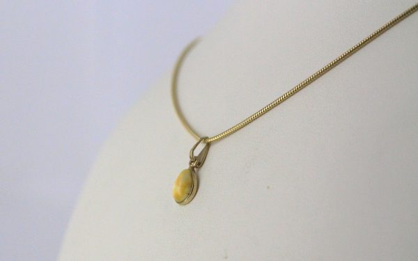 Milky Butterscotch Natural German Baltic Amber Pendant In 9ct Italian Gold Gp0038Y RRP£90!!!