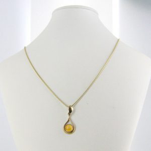 Italian Handmade German Butterscotch Amber Pendant in 9ct solid Gold-GP0042Y RRP£150!!!