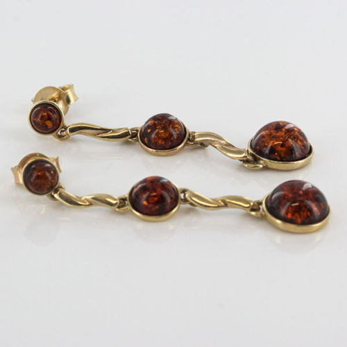 Italian Made German Baltic Amber in 9ct Gold Drop Earrings GE0104 RRP£275!!!